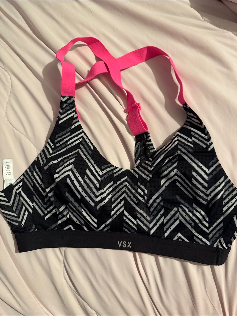 VSX Black & Hot Pink Chevron Sports Bra